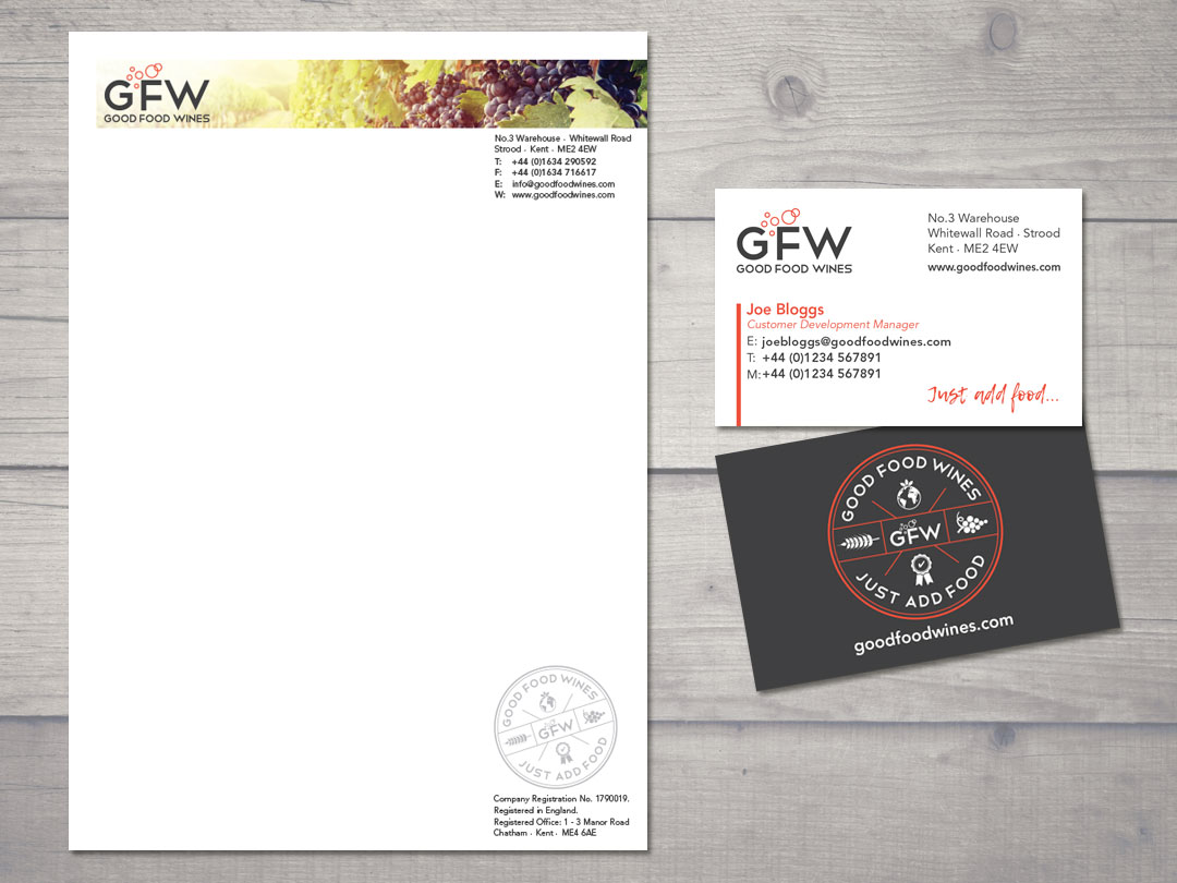 Good Food Wines Stationery designed by Bussroot